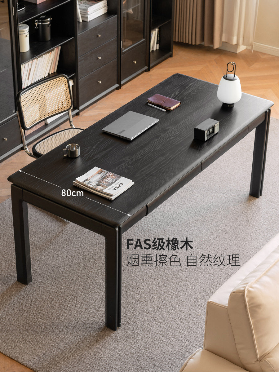 实木书桌书房现代简约办公桌橡木黑色电脑桌大尺寸工作台